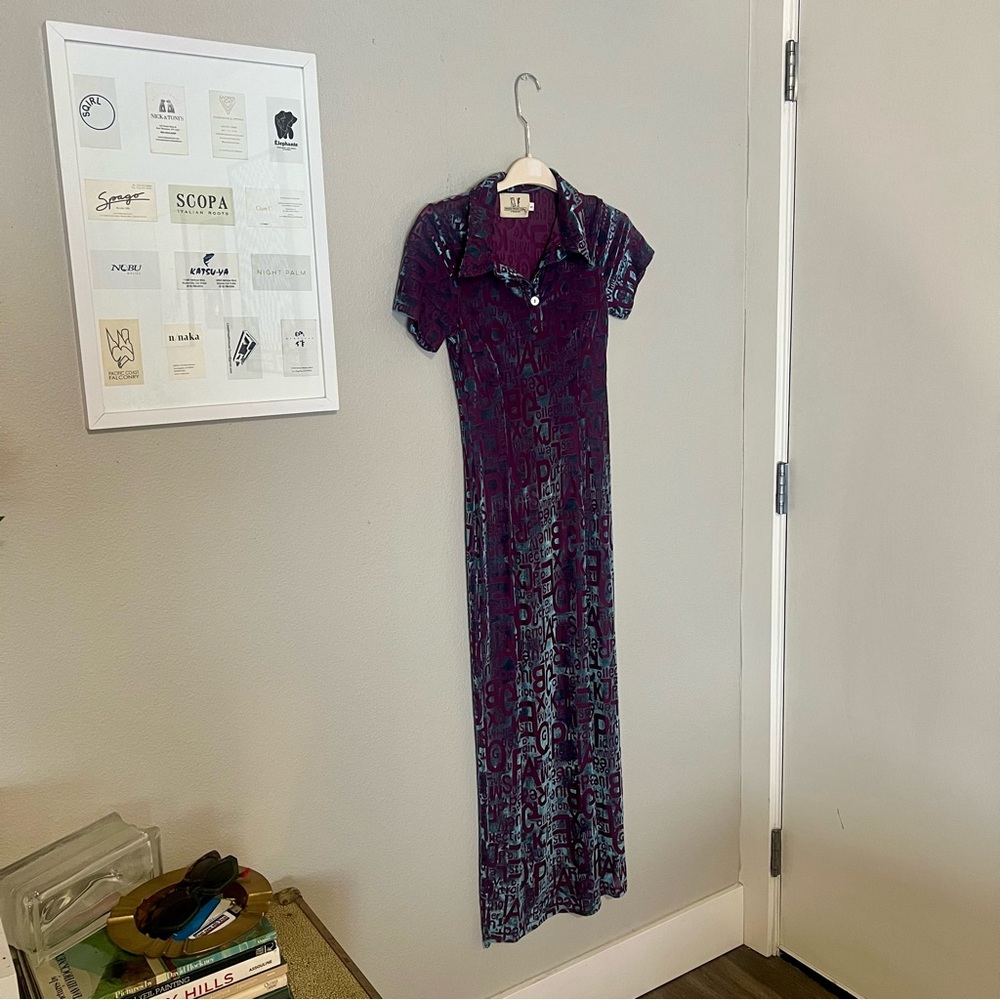 Fashion Brand Company Purple Wordy Polo Maxi Dress